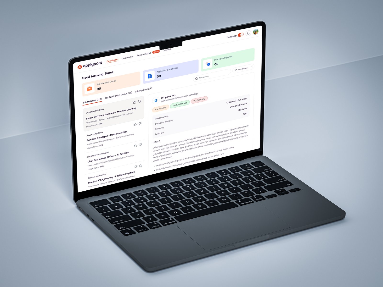 ApplyPass dashboard